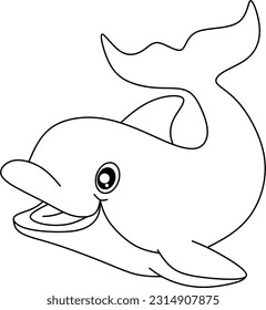 dolphin cartoon line aer for coloring book page