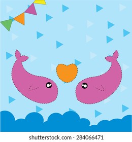 dolphin cartoon in love.vector