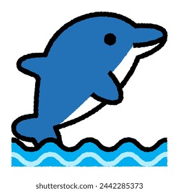 dolphin cartoon roughen filled outline icon for decoration, website, web, mobile app, printing, banner, logo, poster design, etc.