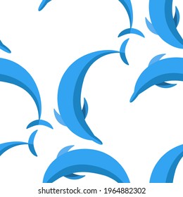 dolphin cartoon seamless pattern vector illustration 