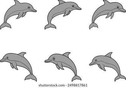 Dolphin cartoon style vector art illustration with a white background