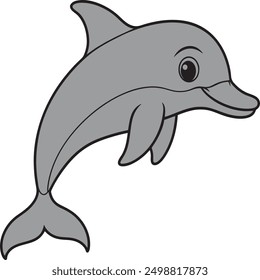 Dolphin cartoon style vector art illustration with a white background