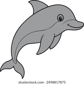 Dolphin cartoon style vector art illustration with a white background