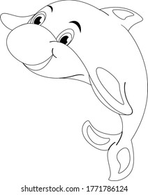 Dolphin cartoon vector art and illustration outline