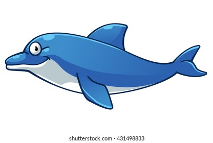 Dolphin cartoon, vector art and illustration.
