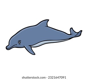 ilustración vectorial de dibujos animados de delfines,
aislado en fondo blanco.Vista superior