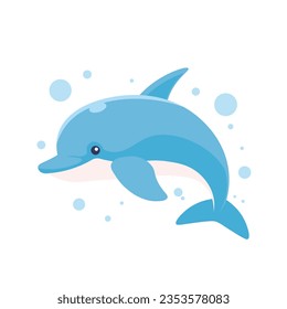 Dibujo vectorial de dibujos animados de delfines aislado en fondo blanco