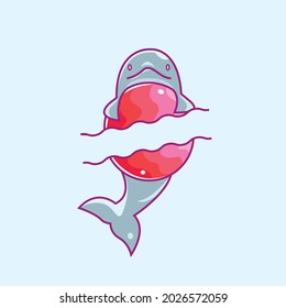 Dolphin catching ball cute  design
