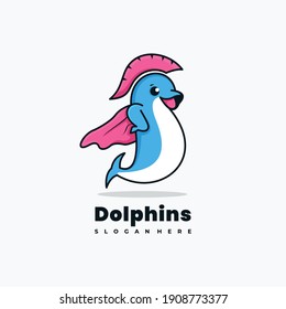dolphin character mascot logo design vector illustration
