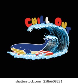 Dolphin with Chillout Slogan Vector Graphic.