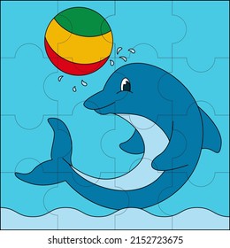 Dolphin circus suitable for children's puzzle vector illustration