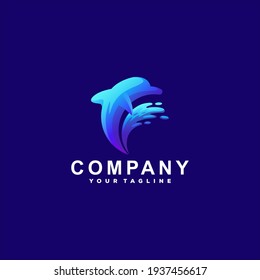 dolphin color gradient logo design