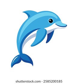 Dolphin color vector illustration on white background