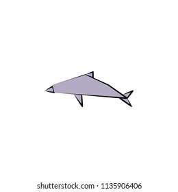 dolphin colored origami style icon. Element of animals icon. Made of paper in origami technique vector Illustration dolphin icon can be used for web and mobile on white background