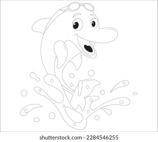 dolphin coloring book page line art
