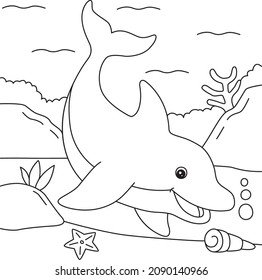 Página de Coloración de Delfines para Niños
