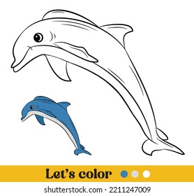 Dolphin coloring page for kids Cartoon style coloring page vector illustration.