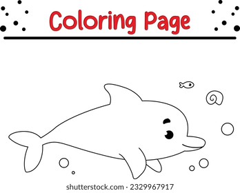 dolphin coloring page. Sea Animals Coloring book for children .