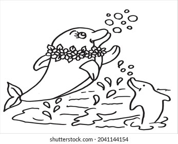 DOLPHIN COLORING PAGE,DOLPHIN SUMMING COLORING PAGE,