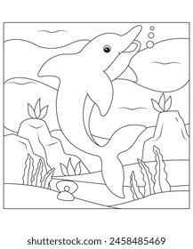 Dolphin coloring pages for kids 