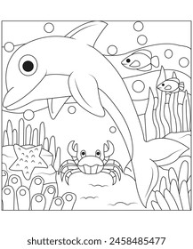 Dolphin coloring pages for kids 