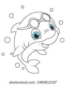 Dolphin coloring paqge for kids and adults