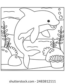 Dolphin coloring paqge for kids and adults