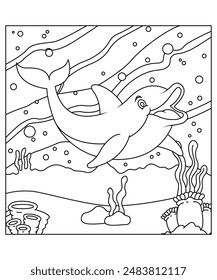 Dolphin coloring paqge for kids and adults