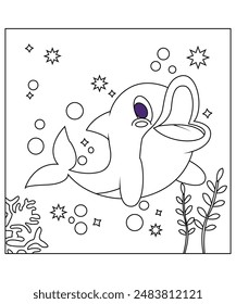 Dolphin coloring paqge for kids and adults