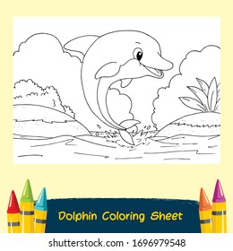 Dolphin Coloring Sheet - Animal Coloring Sheet For Children