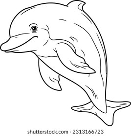Dolphin, colouring book for kids, vector illustration