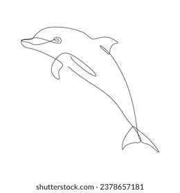 dolphin continuous line art, design assets underwater animals minimalist aesthetic vector