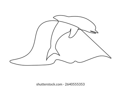Dolphin continuous one line drawing and minimalist style