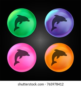 Dolphin crystal ball design icon in green - blue - pink and orange.