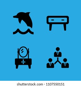 dolphin, cupboard, collaboration and cupboard icons vector in sample icon set for web and graphic design