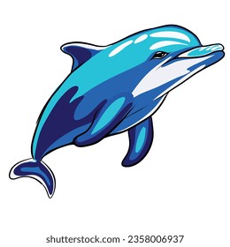 dolphin cute cartoon fish white background illustration