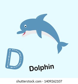 Dolphin Cute Cartoon Vector Illustration Alphabeth Stock Vector ...
