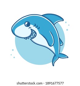 Dolphin Cute Cartoon Vector Illustration Sticker. Whale Fish Mascot Logo. Sharks Attack Symbol Icon Character Element
