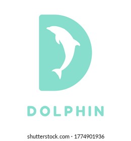 Dolphin With D Letter Logo Vector