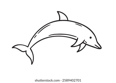 dolphin doodle hand drawn icon set. Outline drawing dolphin line clipart symbol collection. Vector illustration