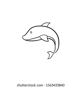 Dolphin doodle icon vector hand drawing 