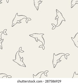 Dolphin doodle seamless pattern background