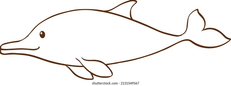 Dolphin in doodle simple style on white background illustration