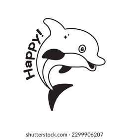Dolphin doodle vector outline icon. EPS 10 file