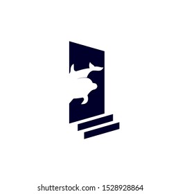 Dolphin door logo design concept. Step logo.