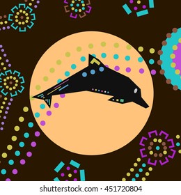 Dolphin in Dot Painting