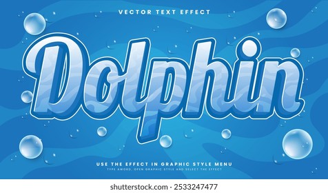 Dolphin editable text effect template with deep sea background