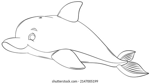 Dolphin. Element for coloring page. Cartoon style.