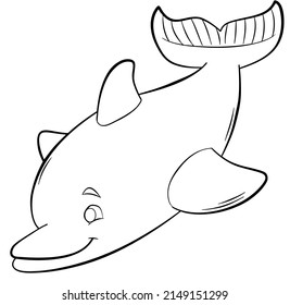 Dolphin. Element for coloring page. Cartoon style.