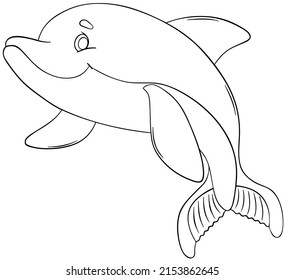 Delfín. Elemento para colorear página. Estilo de caricatura.